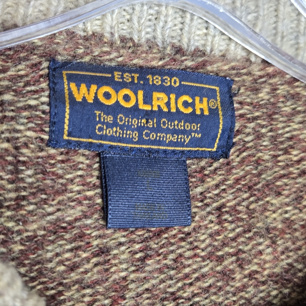 Woolrich Brown Long Sleeve Mustang Heather Wool Blend Henley Sweater Men's Large - Picture 5 of 11
